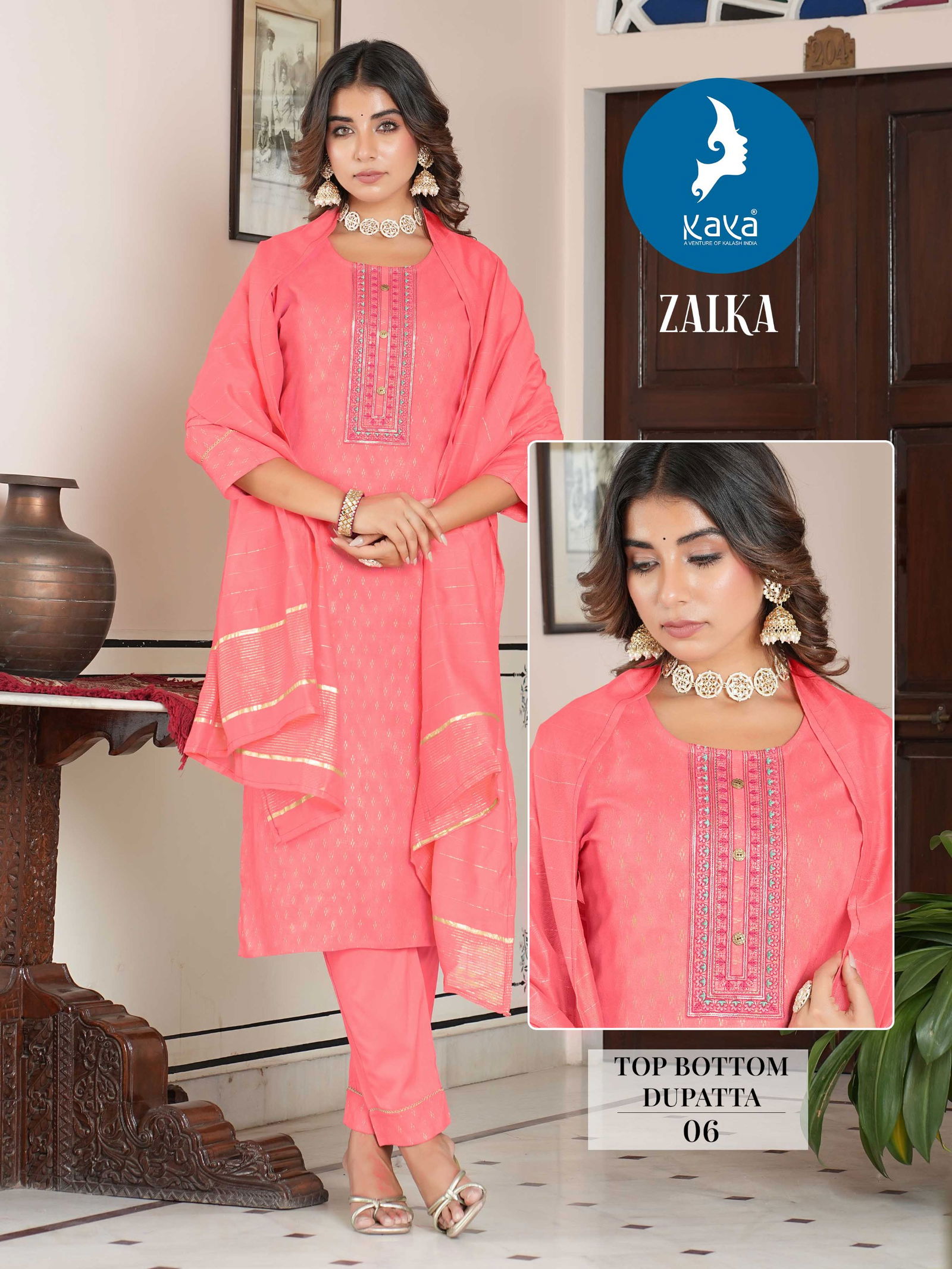 Zalka By Kaya Printed Rayon Designer Kurtis With Bottom Dupatta Wholesalers In Delhi